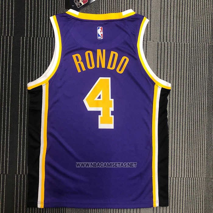 Camiseta Los Angeles Lakers Rajon Rondo NO 4 Statement Edition 2021-22 Violeta